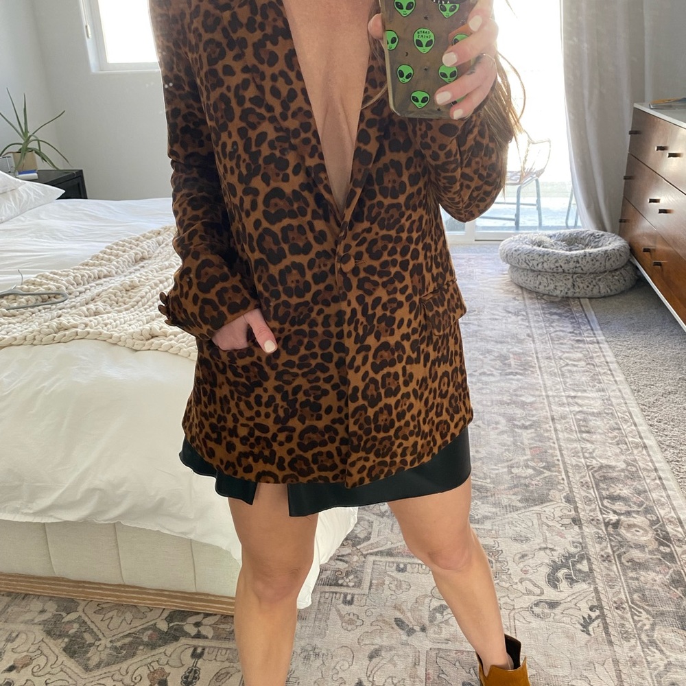BLANKNYC leopard faux suede jacket